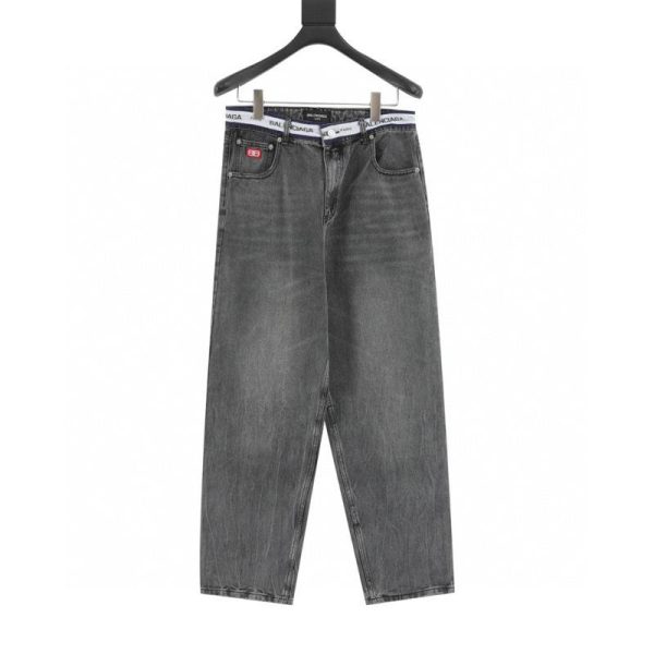 designer,replica,clothing,fake,1:1,lv,luxury,high quality Balenciaga jeans with lettered webbing at the waist (6850)