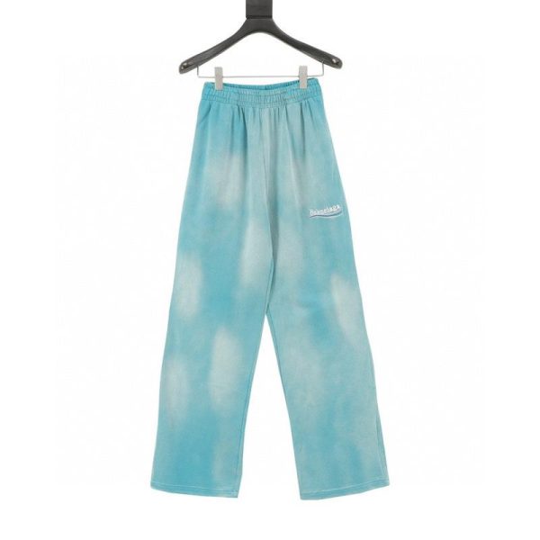 designer,replica,clothing,fake,1:1,lv,luxury,high quality Balenciaga Heavy Wash Tie-Dye Wide-Leg Trousers with Snowflake and Cola Embroidery (99A3)