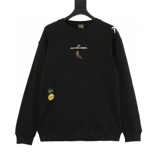 designer,replica,clothing,fake,1:1,lv,luxury,high quality Evisu x Jean Michel Basquiat Oversized Sweatshirt with Large M Print and Dinosaur Pattern (E5A5)