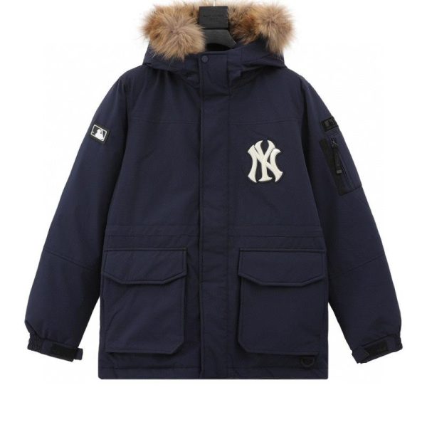 designer,replica,clothing,fake,1:1,lv,luxury,high quality MLB Official Men’s and Women’s Mid-Length Goose Down Warm Down Jacket with Large Fur Collar (16E9)