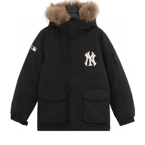 designer,replica,clothing,fake,1:1,lv,luxury,high quality MLB Official Men’s and Women’s Mid-Length Goose Down Jacket with Windproof Large Fur Collar (E9B3)