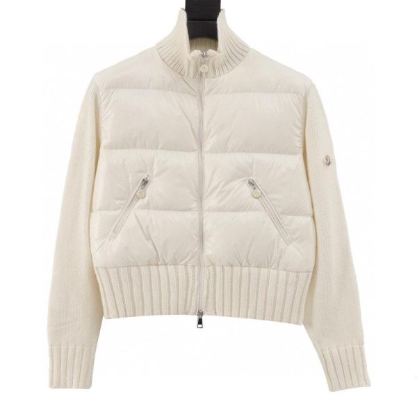 designer,replica,clothing,fake,1:1,lv,luxury,high quality MONCLER Patchwork Wool Knit Sleeve Stand Collar Down Jacket (5FF2)