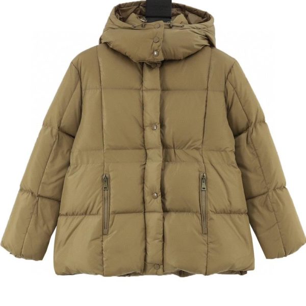 designer,replica,clothing,fake,1:1,lv,luxury,high quality Moncler Agneux Women’s Square Quilted Hooded Short Down Jacket (E82C) (Waist-cinching Black & Gold)