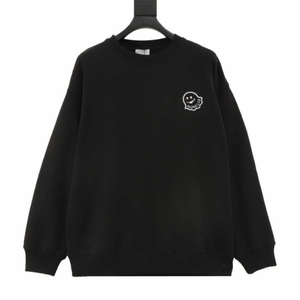 designer,replica,clothing,fake,1:1,lv,luxury,high quality Moncler Monster Letter Flocked Embroidered Badge Crew Neck Sweatshirt (7F04)
