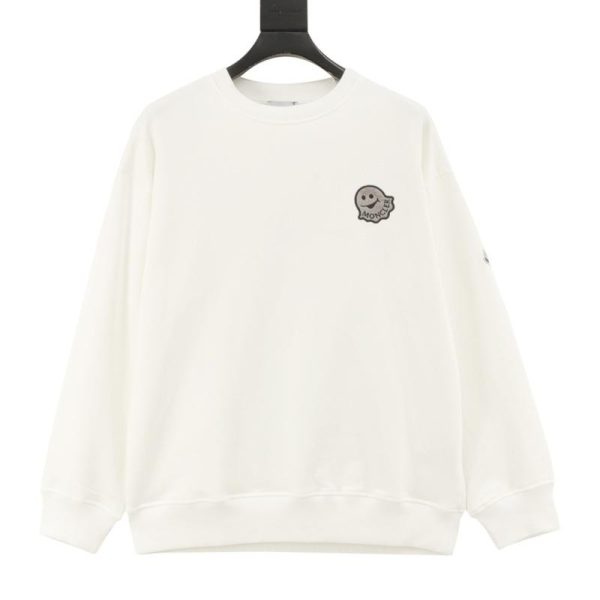 designer,replica,clothing,fake,1:1,lv,luxury,high quality Moncler Monster Letter Flocked Embroidered Badge Crew Neck Sweatshirt (BCD9)