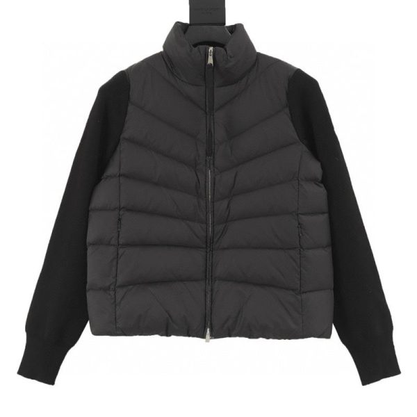 designer,replica,clothing,fake,1:1,lv,luxury,high quality Moncler’s new irregular patchwork knit stand collar lightweight down jacket (AE7E)