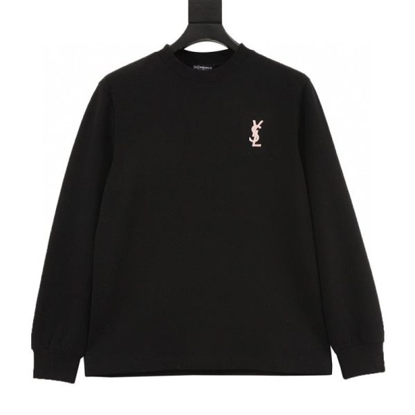 designer,replica,clothing,fake,1:1,lv,luxury,high quality SAINT LAURENT Long-Sleeve T-Shirt with Embroidered Logo on the Back (579E)