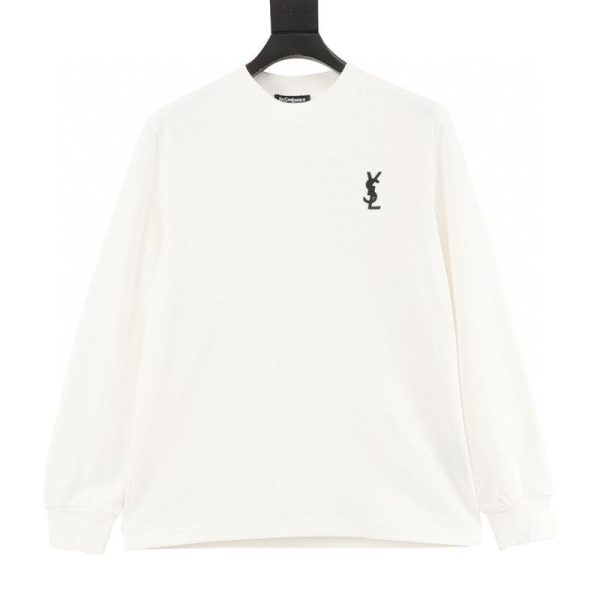 designer,replica,clothing,fake,1:1,lv,luxury,high quality SAINT LAURENT long-sleeved T-shirt with embroidered logo on the back (E20A)