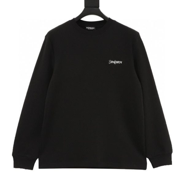 designer,replica,clothing,fake,1:1,lv,luxury,high quality SAINT LAURENT long-sleeved T-shirt with embroidered logo on the chest (34FE)