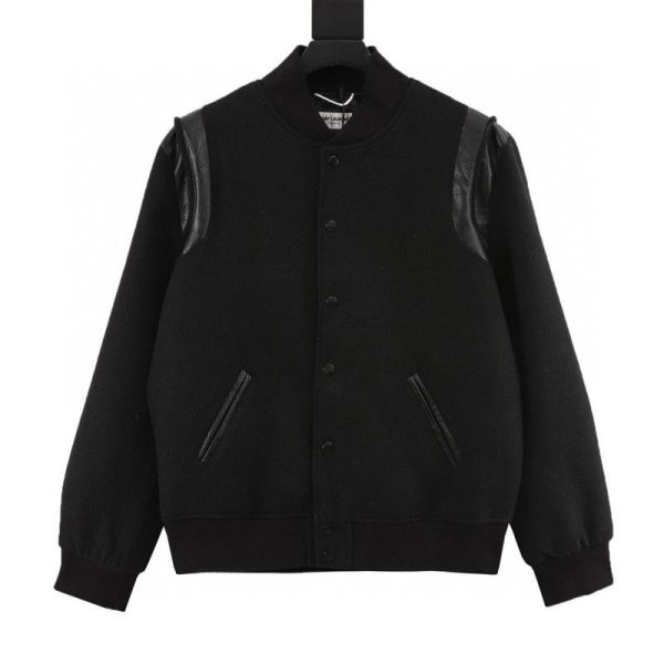 designer,replica,clothing,fake,1:1,lv,luxury,high quality Saint Laurent Paris Classic Patchwork Baseball Collar Jacket (AD38)