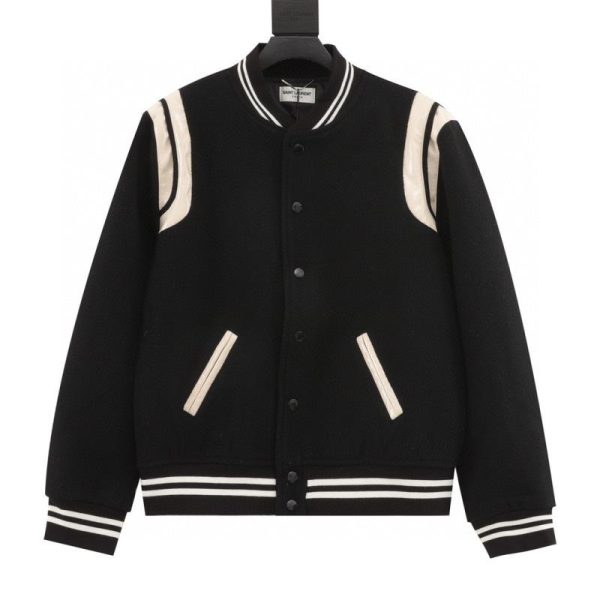 designer,replica,clothing,fake,1:1,lv,luxury,high quality Saint Laurent Paris Classic Leather Baseball Collar Jacket (CD98)