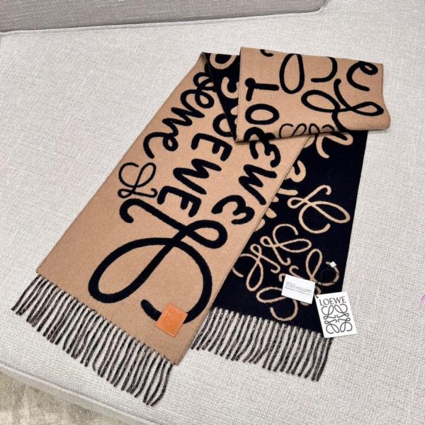 designer,replica,clothing,fake,1:1,lv,luxury,high quality Loewe graffiti reversible scarf, black/camel (LOXMA)