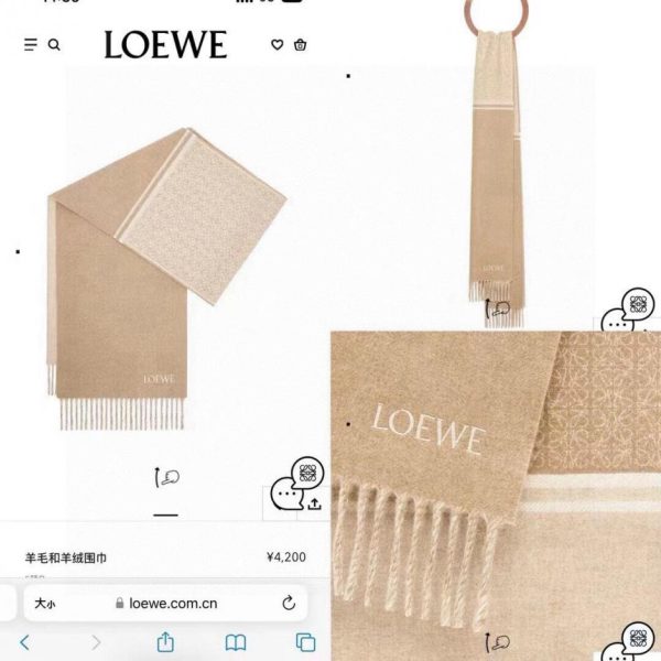 designer,replica,clothing,fake,1:1,lv,luxury,high quality LOEWE Reversible Scarf, Double-sided Wool and Cashmere Blend Scarf, Full Coverage Jacquard, Anagram Tassel Edge (1JKYW)