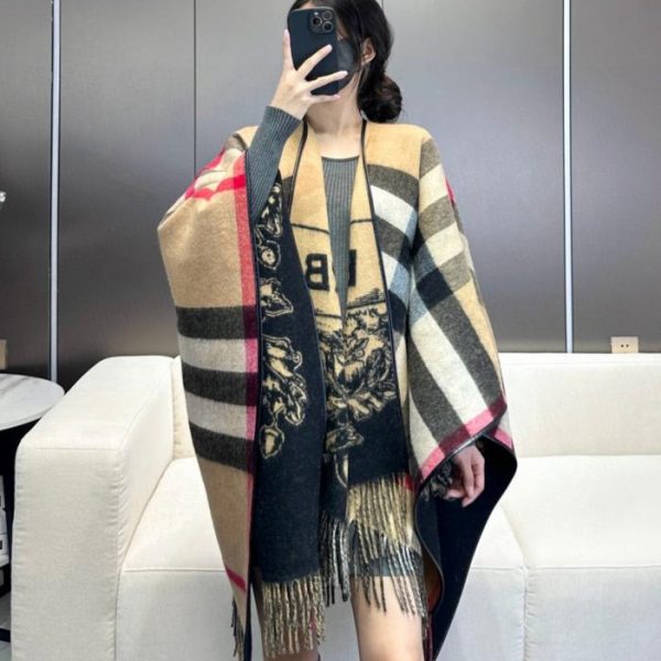 designer,replica,clothing,fake,1:1,lv,luxury,high quality Burberry Equestrian Cashmere Jacquard Cape, Reversible (A+B Sides) (HOKRV)