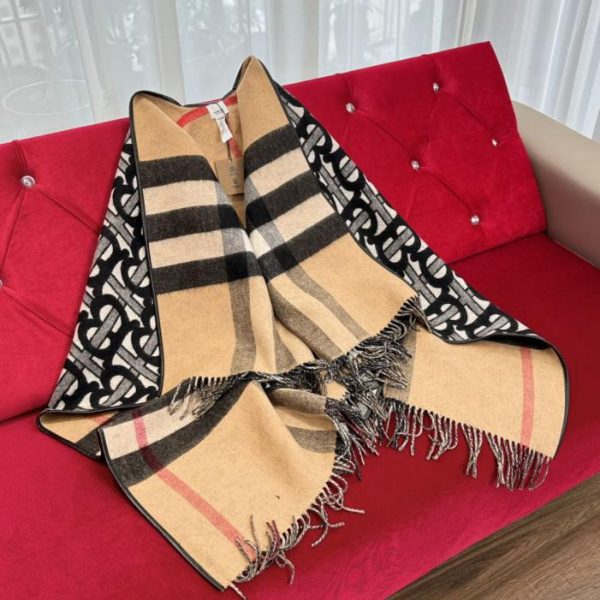 designer,replica,clothing,fake,1:1,lv,luxury,high quality Black Burberry logo wool blend jacquard cape (L00BF)