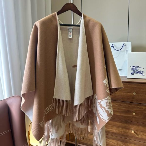 designer,replica,clothing,fake,1:1,lv,luxury,high quality Milk tea color Burberry equestrian cashmere blend shawl (ALV53)