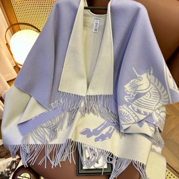 designer,replica,clothing,fake,1:1,lv,luxury,high quality Taro Purple Burberry Equestrian Cashmere Blend Shawl (EBI27)