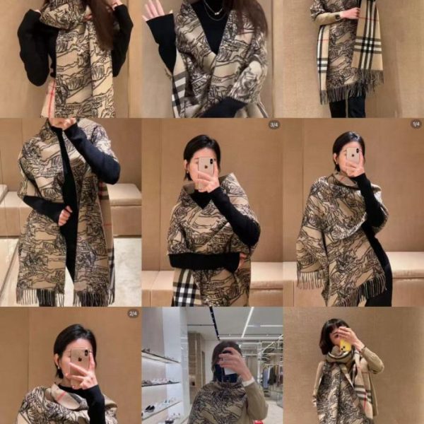 designer,replica,clothing,fake,1:1,lv,luxury,high quality High-end chip-print Burberry Equestrian Rider Reversible Shawl (8OE75)