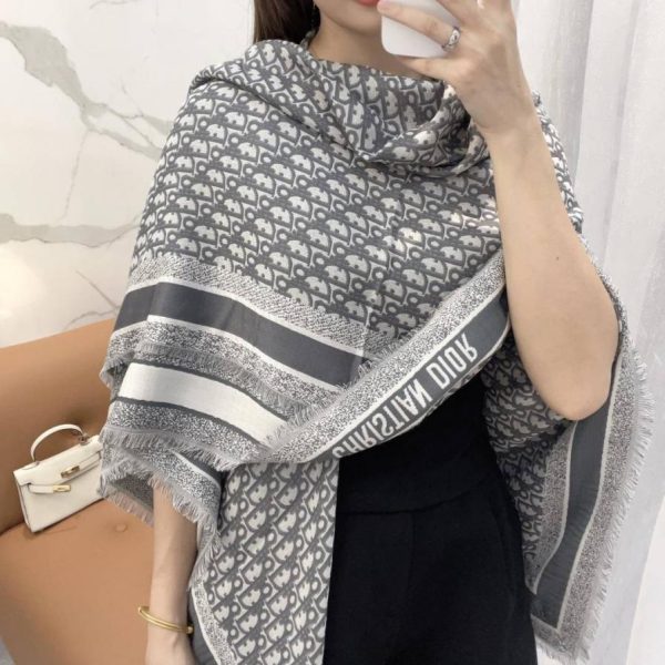 designer,replica,clothing,fake,1:1,lv,luxury,high quality Grey Dior Cannage Jacquard Shawl (M1M2E)
