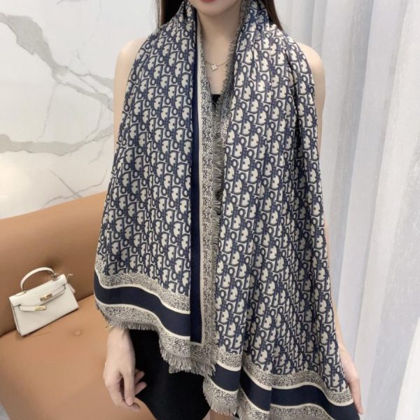 designer,replica,clothing,fake,1:1,lv,luxury,high quality Blue Dior Cannage jacquard shawl (KYJOG)