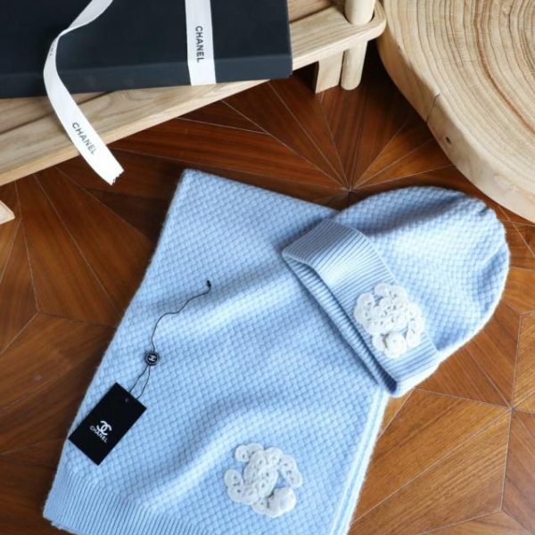designer,replica,clothing,fake,1:1,lv,luxury,high quality Chanel woven textured crocheted double C cashmere ribbed scarf set (MY9DO)