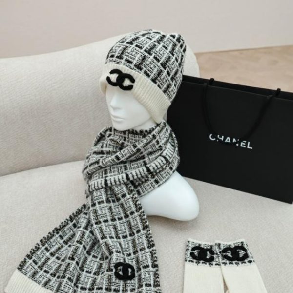 designer,replica,clothing,fake,1:1,lv,luxury,high quality Chanel Velvet Logo Three-Piece Scarf Set (I2IAE)