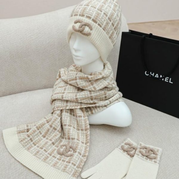 designer,replica,clothing,fake,1:1,lv,luxury,high quality Chanel Velvet Logo Three-Piece Scarf Set (J6X4F)