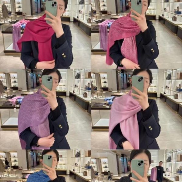 designer,replica,clothing,fake,1:1,lv,luxury,high quality GG Long Scarf, Elegant Two-Tone Jacquard Silk Cashmere Long Scarf (EY8SF)