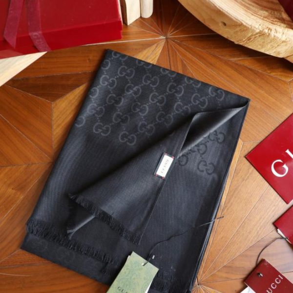 designer,replica,clothing,fake,1:1,lv,luxury,high quality GG Long Scarf, Elegant Two-Tone Jacquard Silk Cashmere Long Scarf (FNWDC)