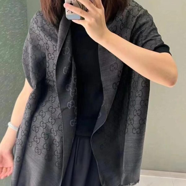 designer,replica,clothing,fake,1:1,lv,luxury,high quality GG Long Scarf, Elegant Two-Tone Jacquard Silk Cashmere Long Scarf (H4LO0)