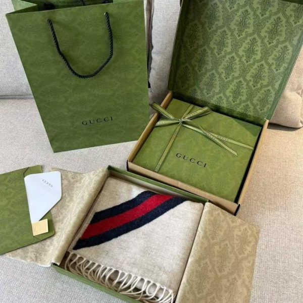 designer,replica,clothing,fake,1:1,lv,luxury,high quality GUCCI New Unisex Long Scarf, Off-White, Double G Jacquard (3OQ75)