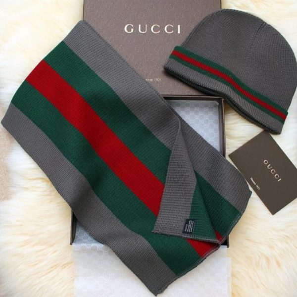 designer,replica,clothing,fake,1:1,lv,luxury,high quality RGC1606 Classic Gucci Red and Green Striped Wool Scarf and Hat Set (Z95RT) in 3 Colors