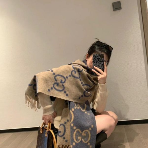 designer,replica,clothing,fake,1:1,lv,luxury,high quality GUCCI’s latest classic double G double-G jacquard tassel scarf (16KS5)