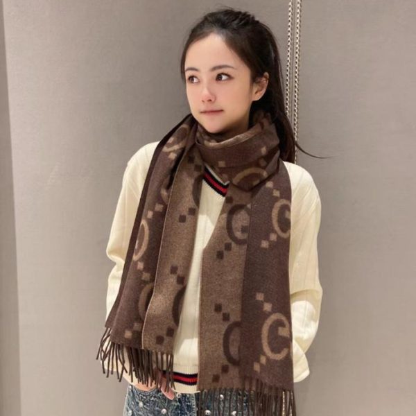 designer,replica,clothing,fake,1:1,lv,luxury,high quality GUCCI’s latest classic double G logo double-sided jacquard tassel scarf (ZEEVA)