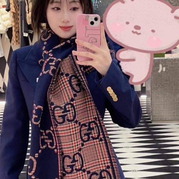 designer,replica,clothing,fake,1:1,lv,luxury,high quality Gucci-style lettered wool and silk scarf (BZMY2)