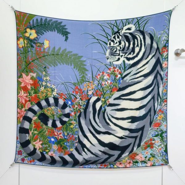 designer,replica,clothing,fake,1:1,lv,luxury,high quality RHMS 80 Double-sided same color cashmere silk Hermès “Tiger’s Might” (DF9WF)