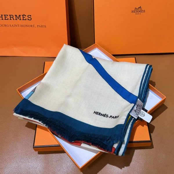 designer,replica,clothing,fake,1:1,lv,luxury,high quality Hermes Reversible Top Depart Rectangular Silk Cashmere Scarf (2JXQK)