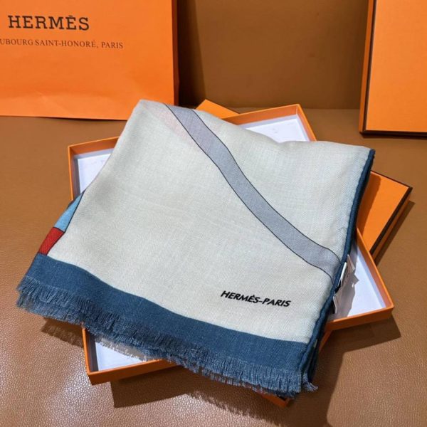 designer,replica,clothing,fake,1:1,lv,luxury,high quality Hermes Reversible Top Depart Rectangular Silk Cashmere Scarf (OSJCG)