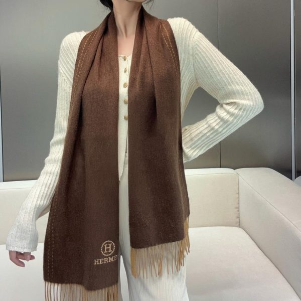 designer,replica,clothing,fake,1:1,lv,luxury,high quality HERMES Paris Fashion Show Business Unisex Double-Sided Cashmere Shawl for Men and Women (12BXN)