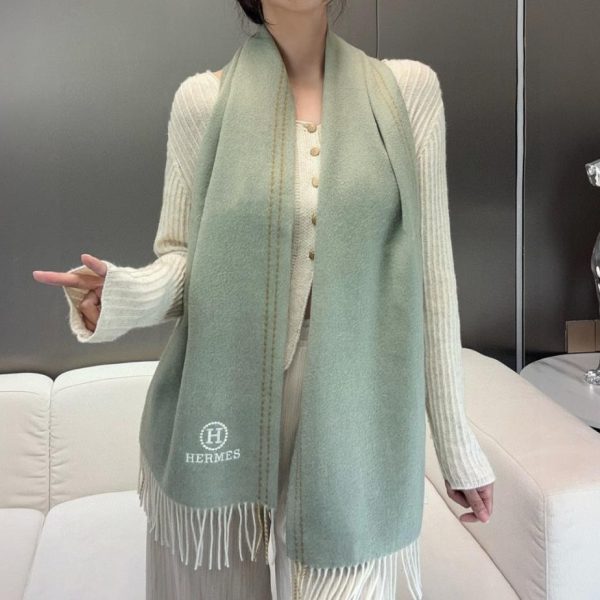 designer,replica,clothing,fake,1:1,lv,luxury,high quality HERMES Paris Fashion Show Business Unisex Double-Sided Cashmere Shawl for Men and Women (V7DQ7)