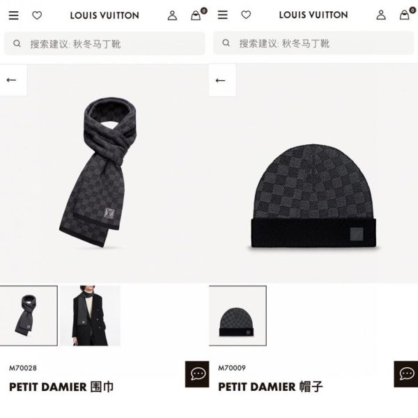 designer,replica,clothing,fake,1:1,lv,luxury,high quality Classic LV Damier wool scarf and hat (XCZ33)