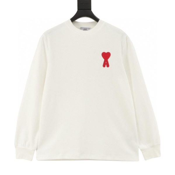 designer,replica,clothing,fake,1:1,lv,luxury,high quality Ami 3D Knitted Heart Embroidery Long-Sleeve T-Shirt (6B88)