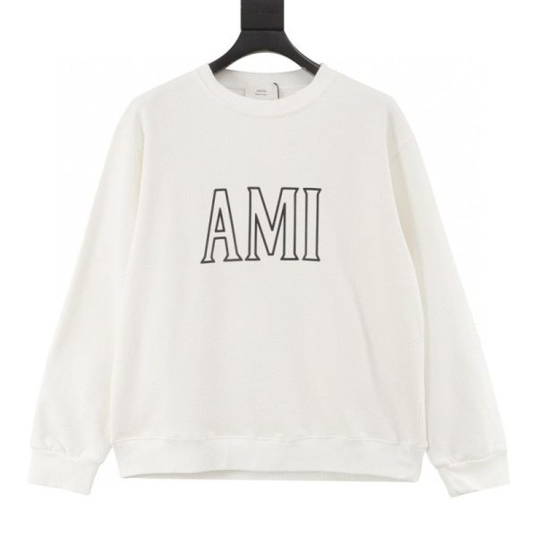 designer,replica,clothing,fake,1:1,lv,luxury,high quality Ami Paris Crew Neck Sweatshirt with Cutout Lettering (1969)