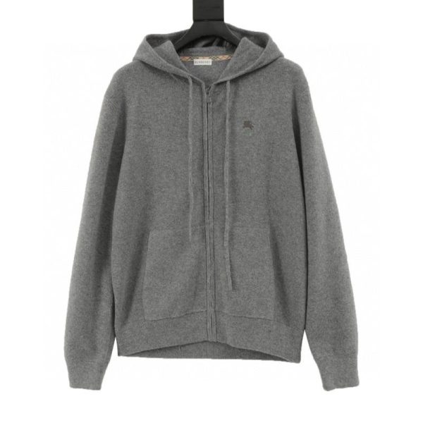 designer,replica,clothing,fake,1:1,lv,luxury,high quality Burberry equestrian embroidered zip-up knit hooded jacket (044B)
