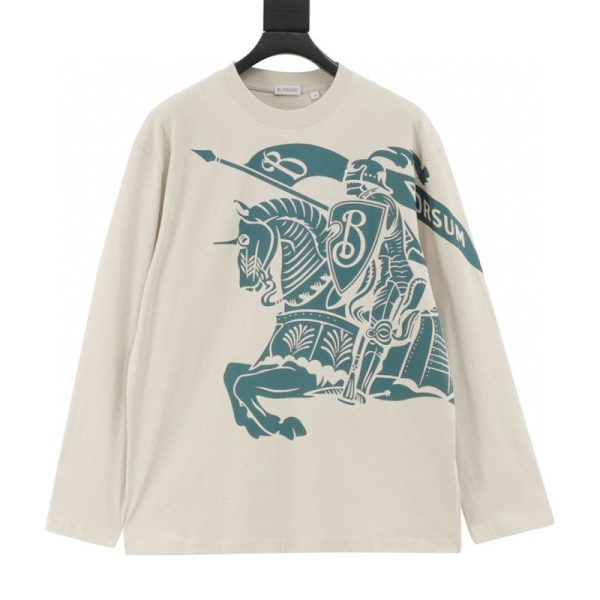 designer,replica,clothing,fake,1:1,lv,luxury,high quality Burberry Cotton Top, Horse Print Long-Sleeve T-Shirt (BEAF)