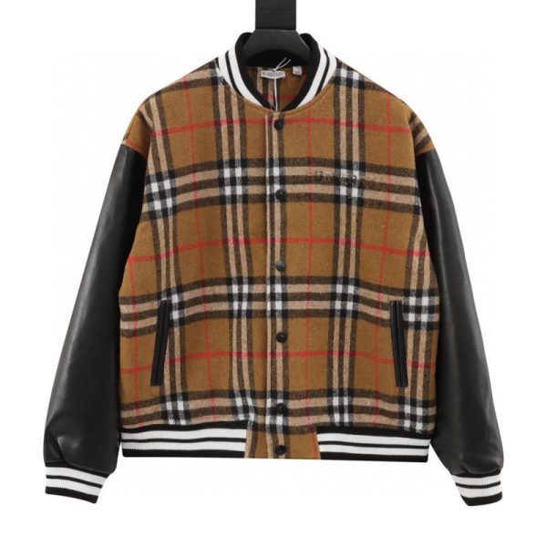 designer,replica,clothing,fake,1:1,lv,luxury,high quality Burberry striped embroidered baseball jacket (A2ED)