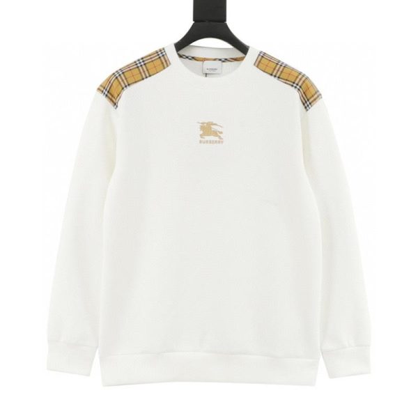 designer,replica,clothing,fake,1:1,lv,luxury,high quality Burberry Space Cotton Sweatshirt with Appliqués on Shoulders and Sleeves, Embroidered Horse Logo on Chest (7FB4)
