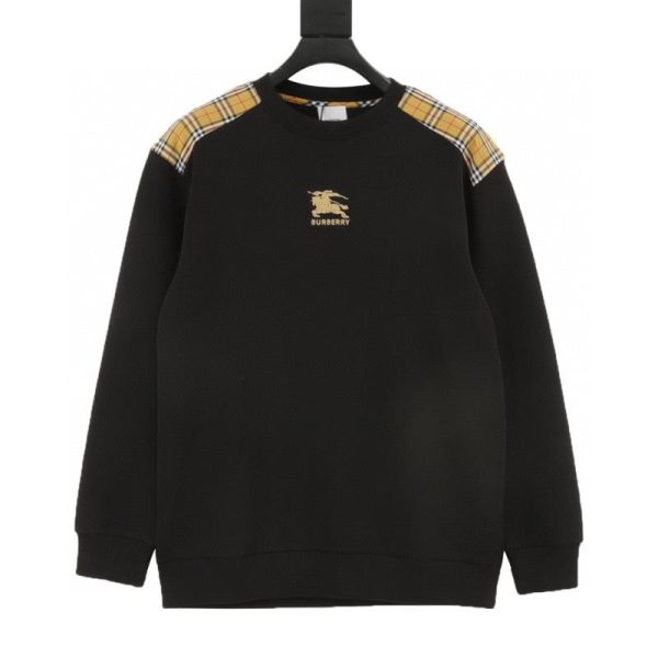 designer,replica,clothing,fake,1:1,lv,luxury,high quality Burberry Space Cotton Sweatshirt with Appliqués on Shoulders and Sleeves, Embroidered Horse Logo on Chest (C2EA)