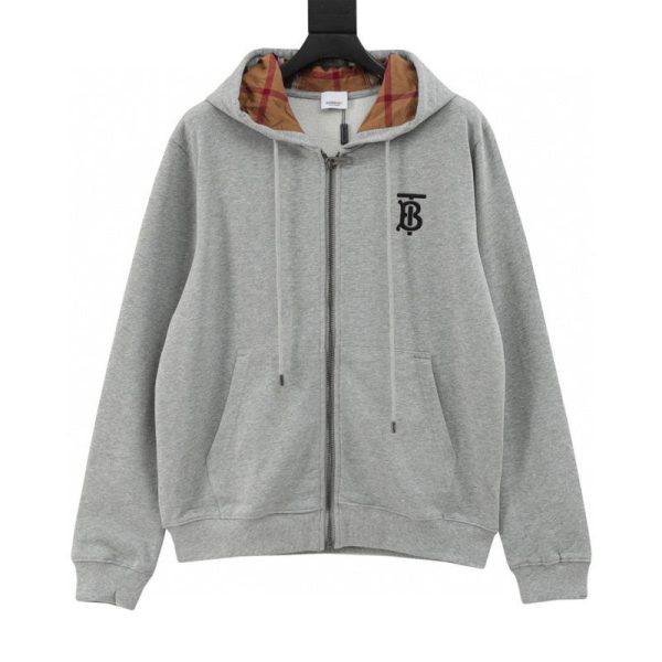 designer,replica,clothing,fake,1:1,lv,luxury,high quality Burberry Logo Check Hoodie with Zip-Up (0DF5)