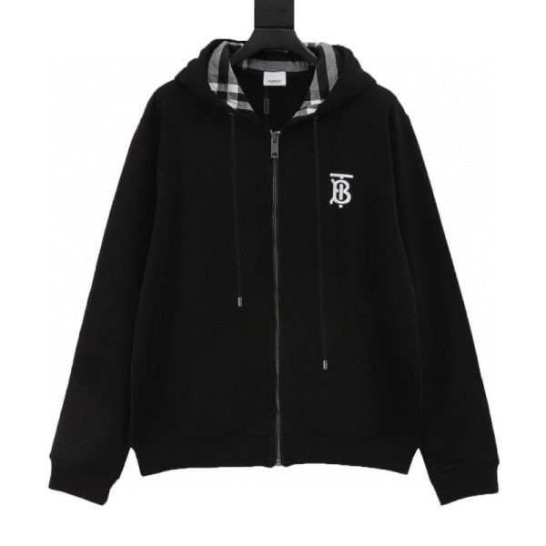 designer,replica,clothing,fake,1:1,lv,luxury,high quality Burberry Logo Check Hoodie with Zip-Up (CC9D)